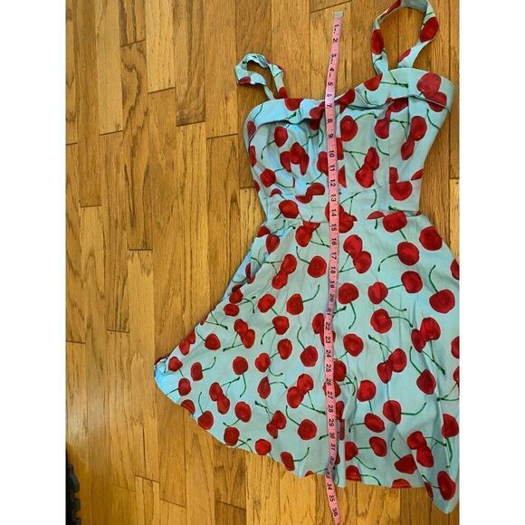 Grace Karin women's Vintage-Style Light Blue Cherry Print dress with tied bow M - Picture 3 of 8